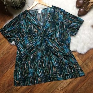 Cj banks detail short sleeve v neck blouse